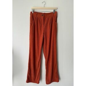 Halara Corduroy Pants Womens Size Medium Rust Orange Elastic Back Straight Leg